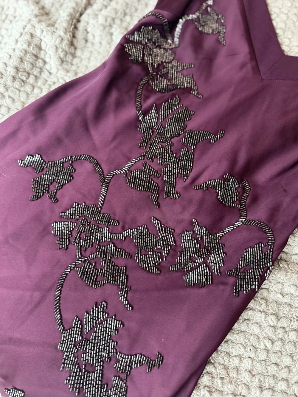 HOUSE OF CB ANASTELLE PLUM HAND BEADED EMBELLISHED SATIN MAXI GOWN SIZE S - Picture 8 of 14